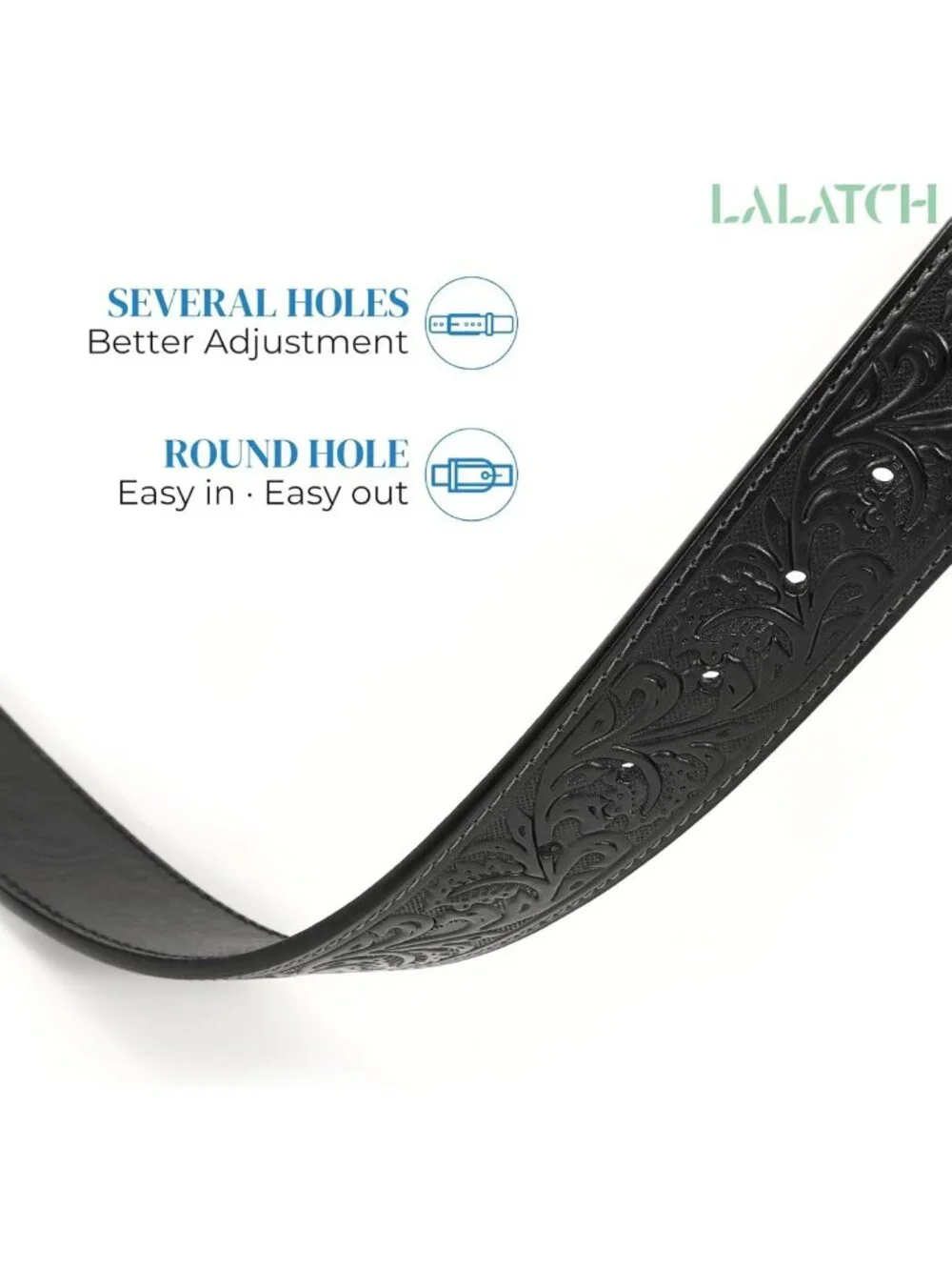 Stylish Embossed Leather Cowboy Western Belt for Men & Women with Longhorn